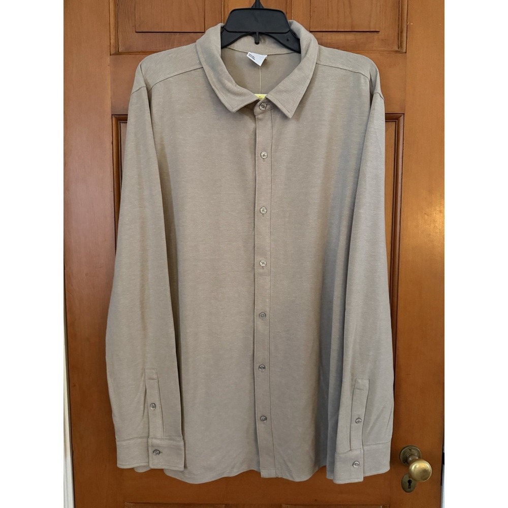 Men's All In Motion Tan Commuter Long Sleeve Shirt Button-Up Size XL NWT